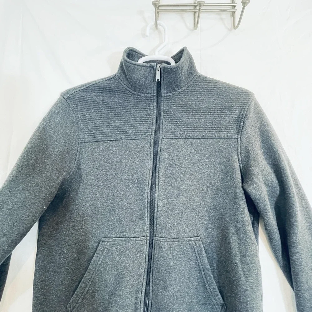 Michael Kors Jacket Mens Large Gray Fleece Bomber‎ Full Zip Stand Collar